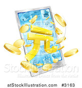Vector Illustration of a 3d Smart Phone with Yuan and Coins Bursting from the Screen by AtStockIllustration