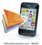 Vector Illustration of a 3d Smartphone with a Book Applic by AtStockIllustration