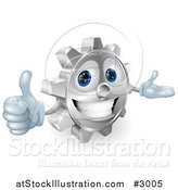 Vector Illustration of a 3d Smiling Gear Cog Holding a Thumb up by AtStockIllustration