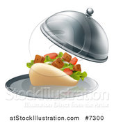 Vector Illustration of a 3d Souvlaki Kebab Sandwich Being Served in a Cloche Platter by AtStockIllustration