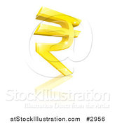 Vector Illustration of a 3d Sparkly Gold Rupee Currency Symbol and Reflection by AtStockIllustration