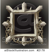Vector Illustration of a 3d Spiked Metal Frame with Chains by AtStockIllustration