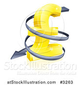 Vector Illustration of a 3d Spiraling down Arrow Around a Golden Yen Currency Symbol by AtStockIllustration