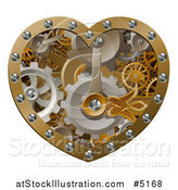 Vector Illustration of a 3d Steampunk Heart of Gears by AtStockIllustration