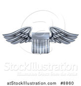 Vector Illustration of a 3d Steel Metal Heraldic Winged Shield by AtStockIllustration