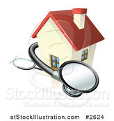 Vector Illustration of a 3d Stethoscope and House by AtStockIllustration