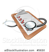 Vector Illustration of a 3d Stethoscope on a Medical Records Clipboard by AtStockIllustration