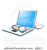 Vector Illustration of a 3d Stethoscope Resting on a Laptop Computer by AtStockIllustration