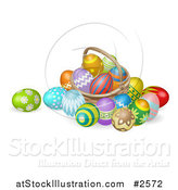 Vector Illustration of a 3d Straw Easter Basket with Eggs by AtStockIllustration