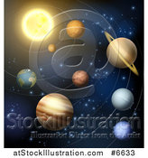 Vector Illustration of a 3d Sun and Solar System Planets by AtStockIllustration