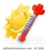 Vector Illustration of a 3d Sun and Thermometer Weather Icon by AtStockIllustration