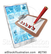Vector Illustration of a 3d Survey or Checklist over a Cell Phone by AtStockIllustration