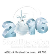 Vector Illustration of a 3d Suspended Blue 2016 for the New Year, with a Bauble by AtStockIllustration