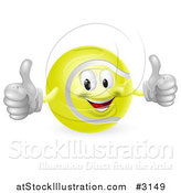 Vector Illustration of a 3d Tennis Ball Mascot Holding Two Thumbs up by AtStockIllustration