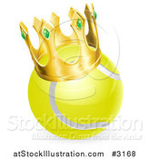 Vector Illustration of a 3d Tennis Ball Wearing a Golden Crown by AtStockIllustration