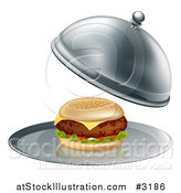 Vector Illustration of a 3d Thick Cheeseburger on a Platter by AtStockIllustration