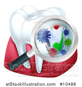 Vector Illustration of a 3d Tooth and Gums with a Magnifying Glass over a Protective Dental Shield by AtStockIllustration