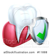 Vector Illustration of a 3d Tooth and Protective Dental Shield by AtStockIllustration