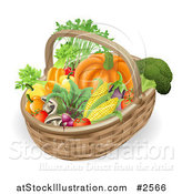 Vector Illustration of a 3d Veggie Packed Basket by AtStockIllustration