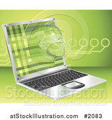 Vector Illustration of a 3d Virtual Face Emerging from a Laptop by AtStockIllustration