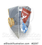 Vector Illustration of a 3d Visa and Passport in a Safe by AtStockIllustration