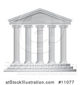 Vector Illustration of a 3d White Ancient Roman or Greek Temple with Pillars by AtStockIllustration