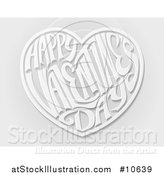 Vector Illustration of a 3d White and Gray Love Heart with Happy Valentines Day Text in Side, over Gray by AtStockIllustration