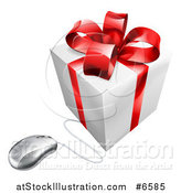 Vector Illustration of a 3d White and Red Gift Box Wired to a Computer Mouse by AtStockIllustration