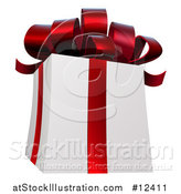 Vector Illustration of a 3d White Christmas Gift Present with a Red Bow and Ribbons by AtStockIllustration