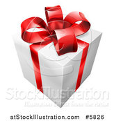 Vector Illustration of a 3d White Gift with a Red Ribbon and Bow by AtStockIllustration