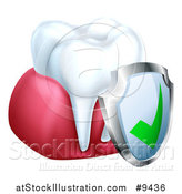 Vector Illustration of a 3d White Tooth and Gums with a Protective Dental Shield by AtStockIllustration