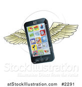 Vector Illustration of a 3d Winged Cell Phone by AtStockIllustration