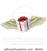 Vector Illustration of a 3d Winged Gift Box with a Red Bow by AtStockIllustration