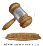 Vector Illustration of a 3d Wooden and Silver Judge or Auction Gavel by AtStockIllustration
