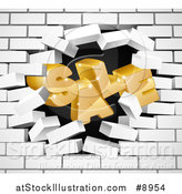 Vector Illustration of a 3d Word, SALE, Crashing Through a White Brick Wall by AtStockIllustration