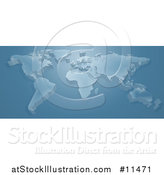 Vector Illustration of a 3d World Map in Blue Tones by AtStockIllustration