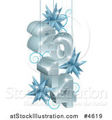 Vector Illustration of a 3d Year 2014 Suspended with Star Ornaments in Gray and Blue by AtStockIllustration