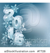 Vector Illustration of a 3d Year 2016 with Snowflakes on Blue by AtStockIllustration