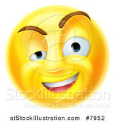 Vector Illustration of a 3d Yellow Charming Flirty Male Smiley Emoji Emoticon Face by AtStockIllustration