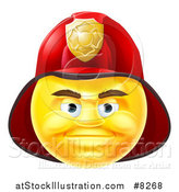 Vector Illustration of a 3d Yellow Male Fireman Smiley Emoji Emoticon Face Wearing a Helmet by AtStockIllustration