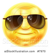 Vector Illustration of a 3d Yellow Male Smiley Emoji Emoticon Face Wearing Sunglasses by AtStockIllustration