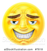 Vector Illustration of a 3d Yellow Male Smiley Emoji Emoticon Face with an Embarassed Expression by AtStockIllustration