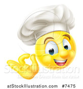 Vector Illustration of a 3d Yellow Smiley Emoji Emoticon Face Chef Gesturing Ok by AtStockIllustration