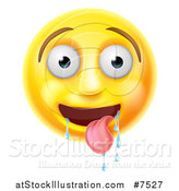 Vector Illustration of a 3d Yellow Smiley Emoji Emoticon Face Drooling by AtStockIllustration