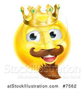 Vector Illustration of a 3d Yellow Smiley Emoji Emoticon Face King Wearing a Crown by AtStockIllustration