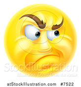 Vector Illustration of a 3d Yellow Smiley Emoji Emoticon Face Looking Skeptical by AtStockIllustration