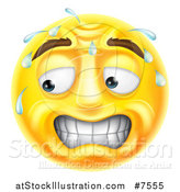 Vector Illustration of a 3d Yellow Smiley Emoji Emoticon Face Looking Stressed, Worried or Embarassed by AtStockIllustration