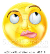 Vector Illustration of a 3d Yellow Smiley Emoji Emoticon Face Thinking by AtStockIllustration