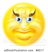 Vector Illustration of a 3d Yellow Smiley Emoji Emoticon Face with an Angry Expression by AtStockIllustration