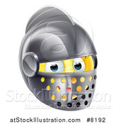 Vector Illustration of a 3d Yellow Smiley Emoji Emoticon Knight Face in a Helmet by AtStockIllustration